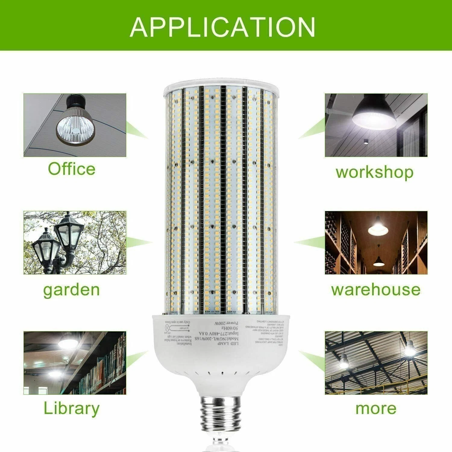 Bombilla LED Tipo Maíz Kukuppo 200W de Alto Voltaje (277V-480V) | 27,000 LM, Base Mogul E39, 6000K Luz Fría 5