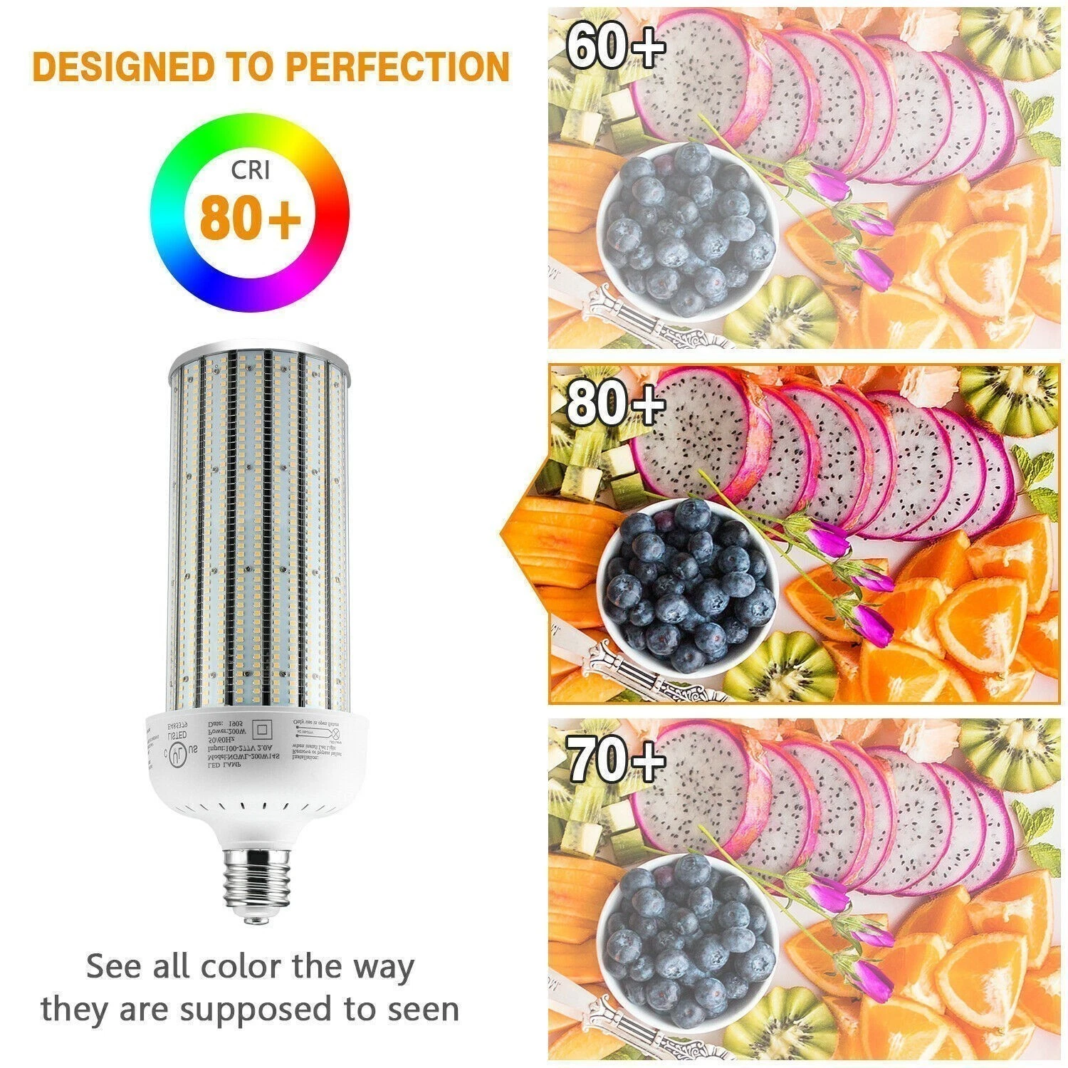 Bombilla LED Tipo Maíz Kukuppo 200W de Alto Voltaje (277V-480V) | 27,000 LM, Base Mogul E39, 6000K Luz Fría 9