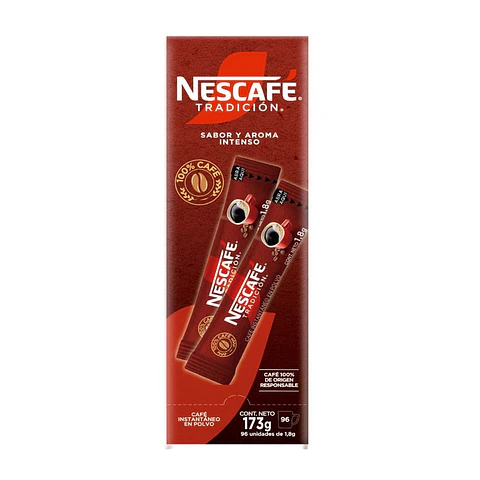 Café Instantáneo Nescafé Tradición Sticks 96 Uni 173g