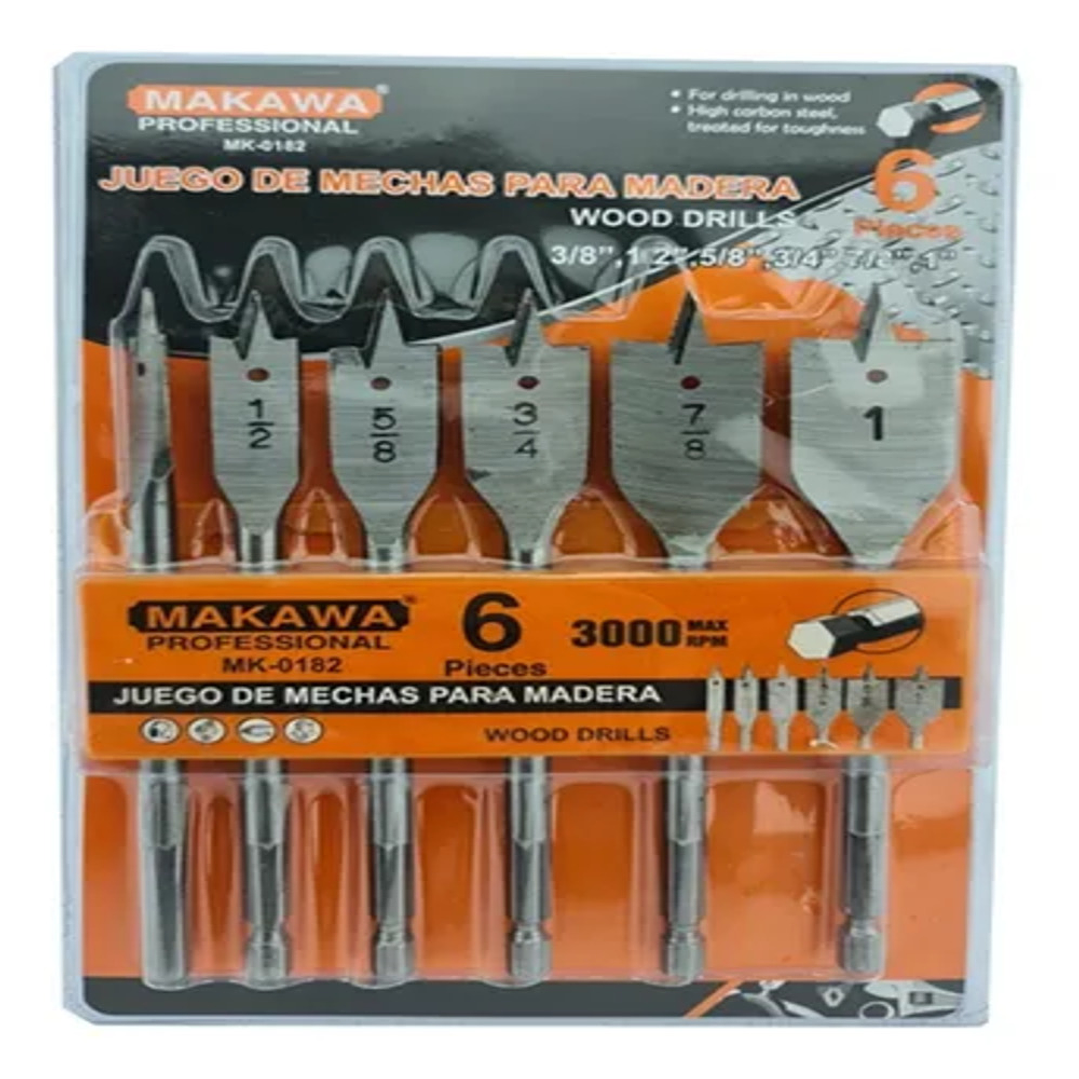 Kit Juego Set De Mecha De Madera Para Taladro 6 Pieza Makawa 1