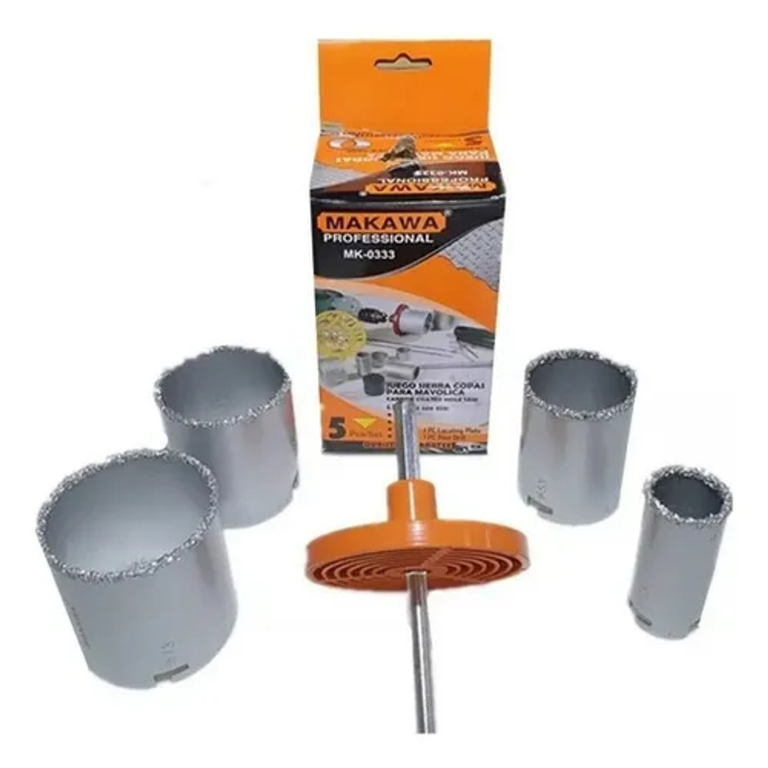 Juego de Sierra Copa Diamantado Para Concreto 5 Pieza Makawa 1