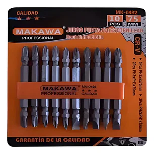 JGO PUNTA P DESTORNILLADOR 10PCSX75MM MAKAWA