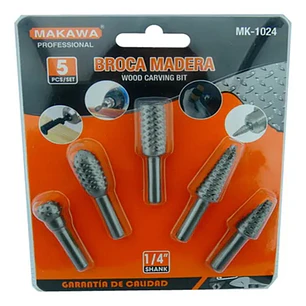 Kit Juego Brocas Madera Escofina Rotativa 1/4 5 Pcs Mk-1024