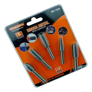 Kit Juego Brocas Metal Escofina Rotativa 1/4 5 Pcs Mk-1025