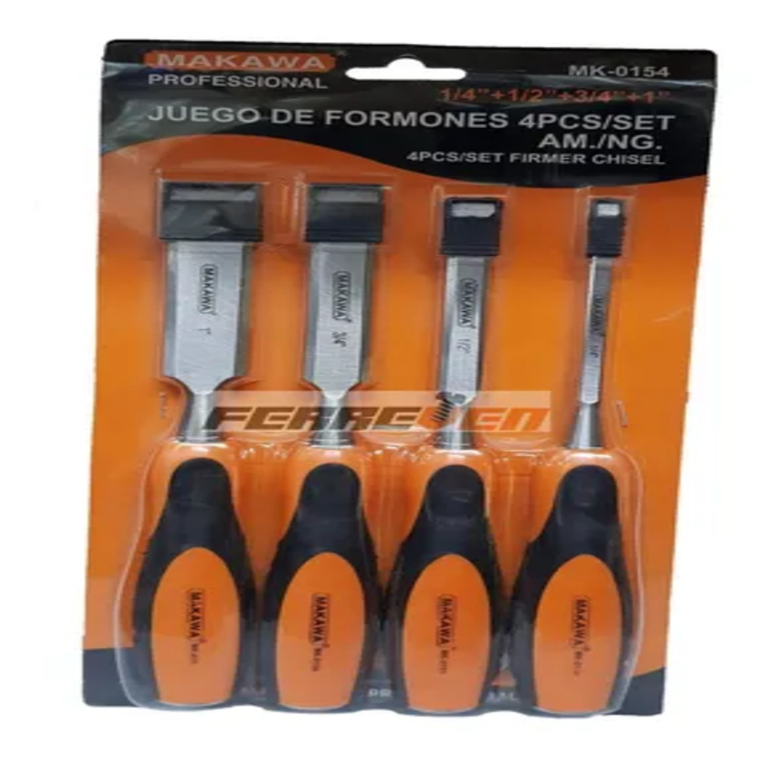 Set Kit Jgo De Formones Cinceles P/ Madera 4 Piezas Makawa 1
