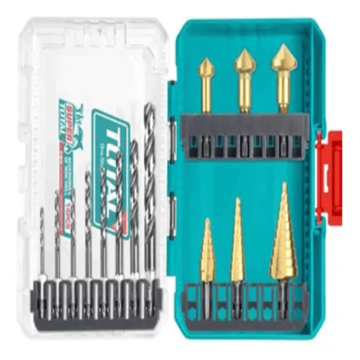 JGO DE BROCAS POR 14PCS HSS 4341 Y BROCAS ESCALONADAS TOTAL 1