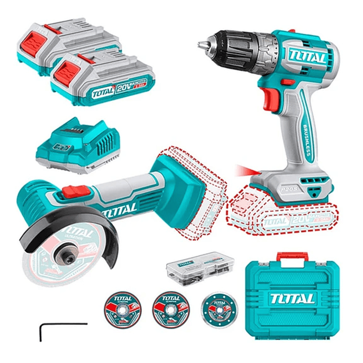 Mini Galletera Esmeril Angular+ Taladro 20v Total 1