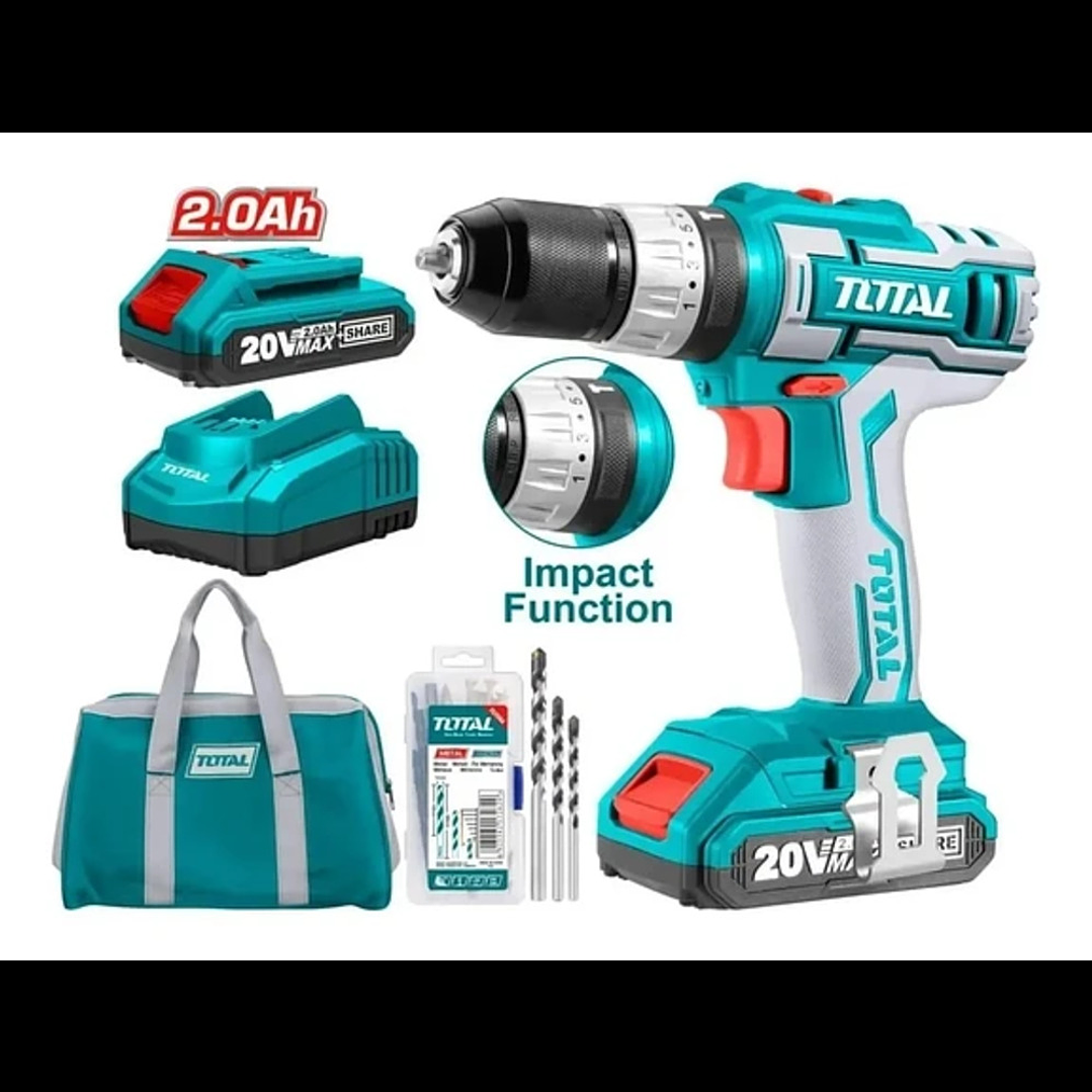 Taladro Atornillador Percutor 10mm 2 Bat 20v Total Tidli2002 1