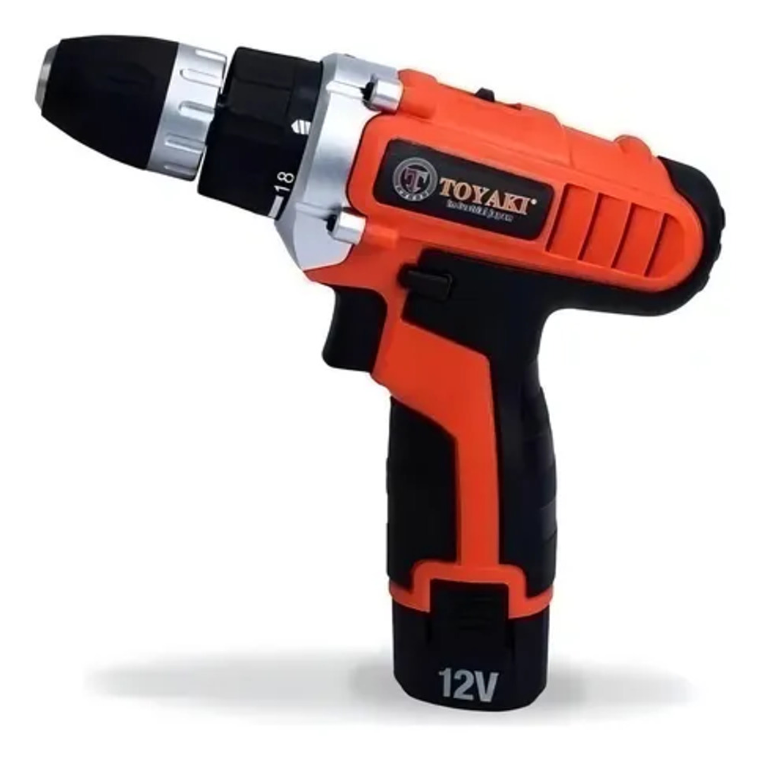 TALADRO RECARGABLE 12V 10MM TOYAKI + 2 BAT 1.5AH + 1 CAR 1
