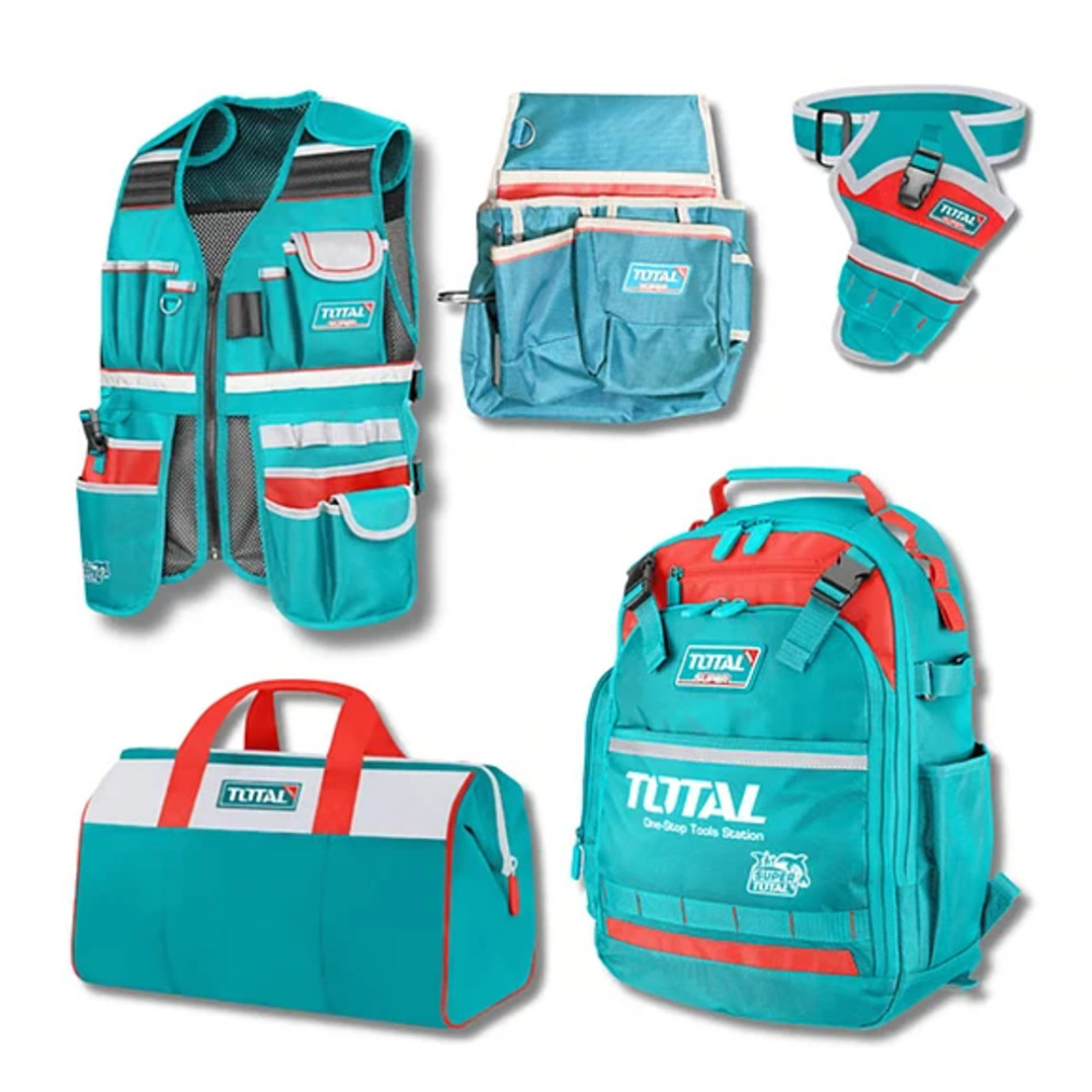 Kit Mochila+ Chaleco+ Bolso+ Coleto+ Porta Taladro Total 1