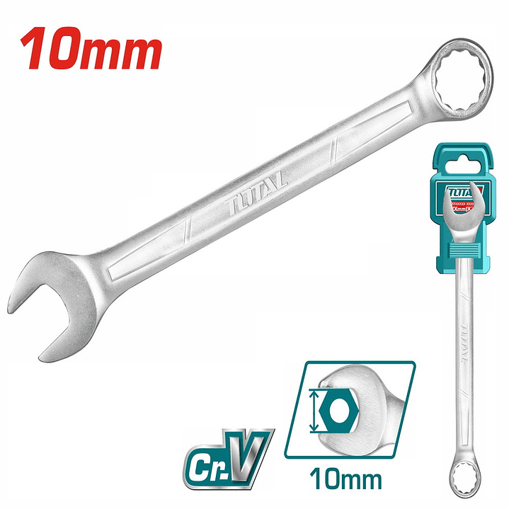 Llave Combinada Cromada 10 mm Tcspa101 Total Tools 1