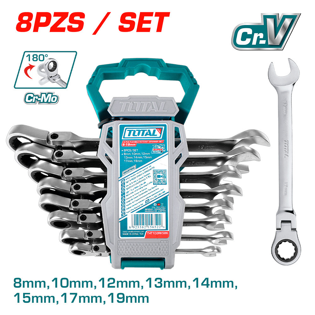 Juego De Llaves Articulada Corona Con Chicharra 8 Pcs Total 1