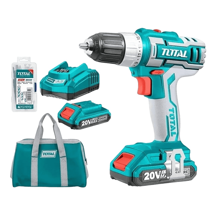 Taladro Atornillador Inalámbrico 10mm 20v 2bt Total TDLI2002 1
