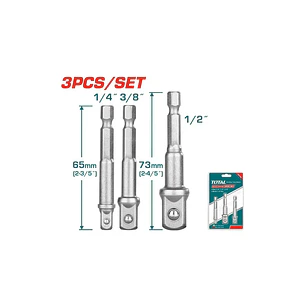 3 Adaptadores Dados Impacto Cuadrante 1/2 3/8 1/4 Total