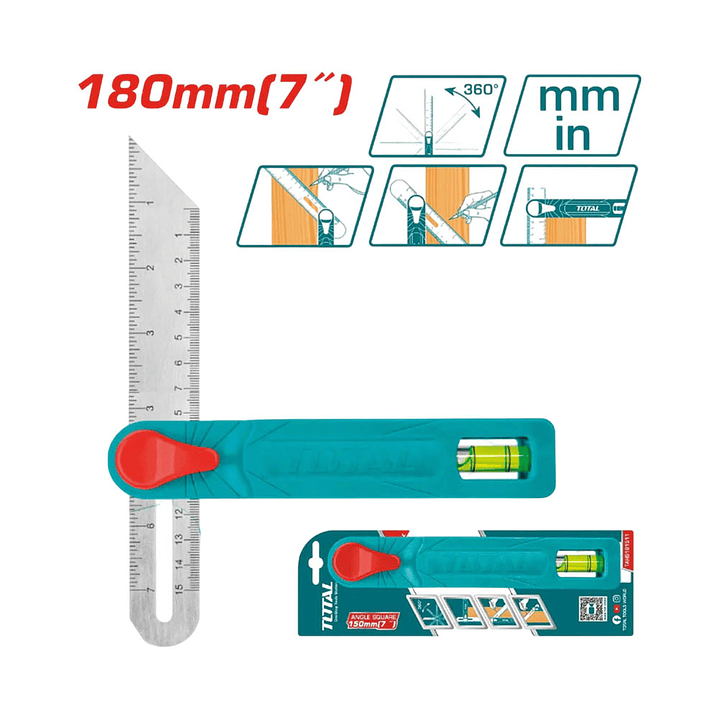 Escuadra Falsa 150mm 7 Pulgadas Nivel Profesional Total 1