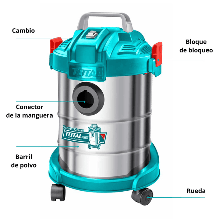 Aspiradora 800w 12lts Polvo/ Agua Total Tvc14122 1