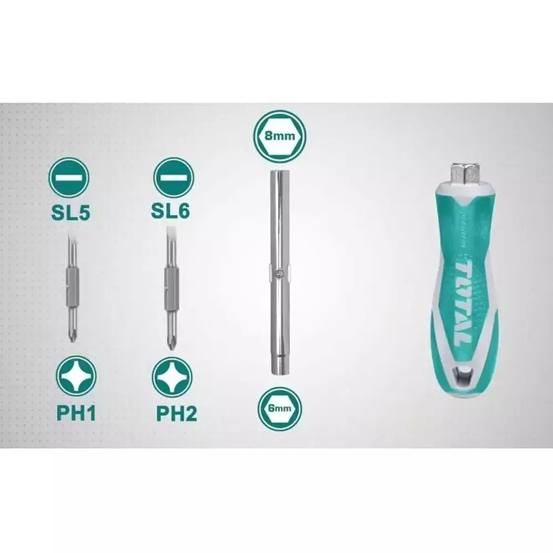 Juego Destornillador Puntas 6 En 1 Total Tht2506076 1