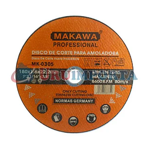 DISCO CORTE 180X1.6MM ACERO INOXIDABLE MAKAWA
