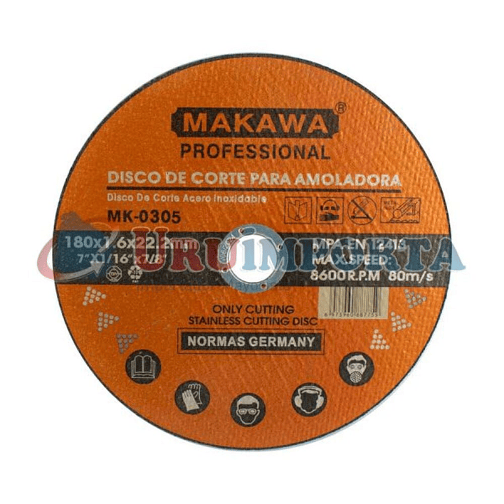 DISCO CORTE 180X1.6MM ACERO INOXIDABLE MAKAWA 1