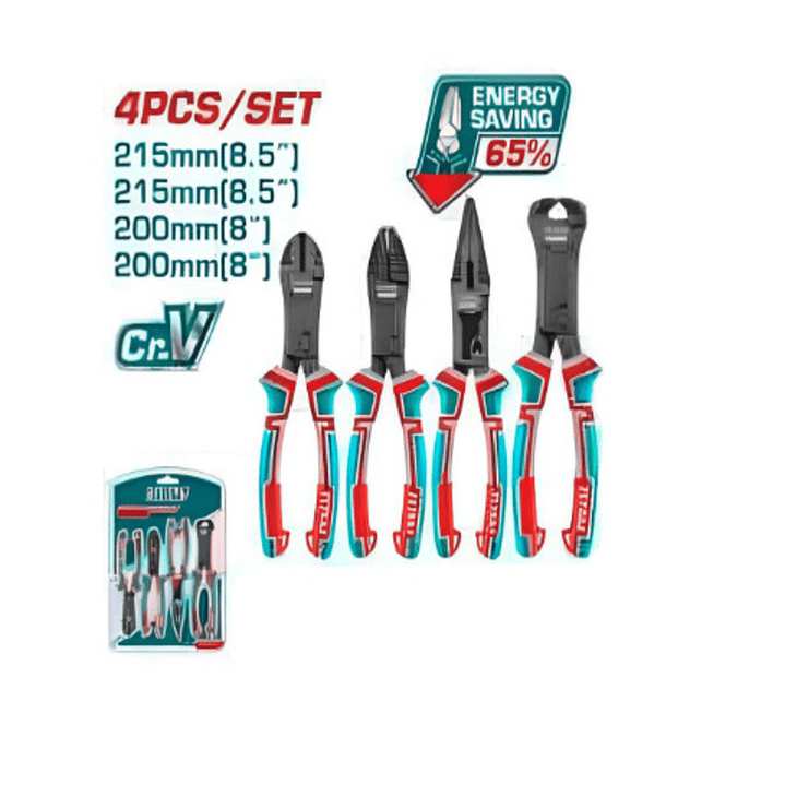 JUEGO DE ALICATES DE ACCIÓN COMPUESTA DE 4 PIEZAS. 1