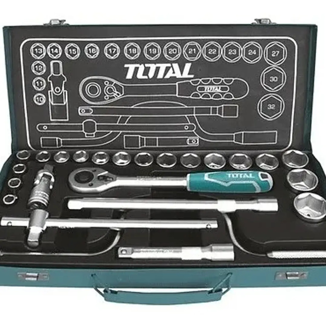 Set Juego Dados Cuadrante 1/2 Pulgada 24 Pcs Total Tht141253 1