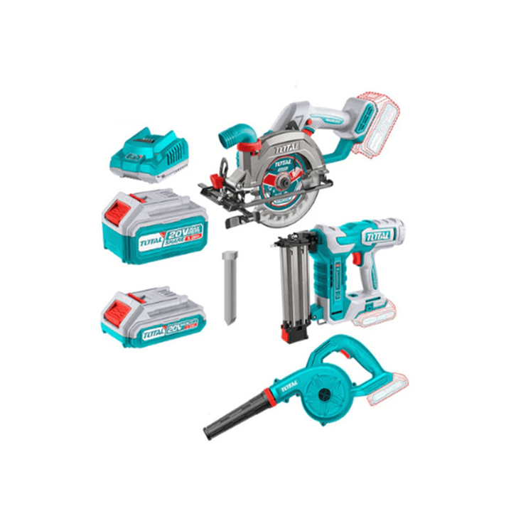 Kit Sierra Circular + Clavadora + Sopladora + Bateria + Cargador Total Tosli240683 1