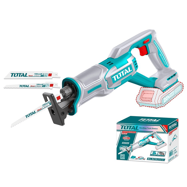 Sierra Sable Inalámbrica Total 20v, Motor Brushless, Sin Carbones - Madera, Metal, Plástico, Hueso - Incluye Hojas De Corte - No Incluye Batería Ni Cargador - Trsli2108 1