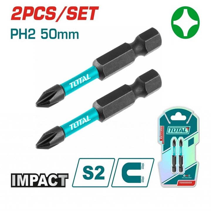 JGO PUNTAS DESTORNILLADOR 2PCS PH2 50M TOTAL 1