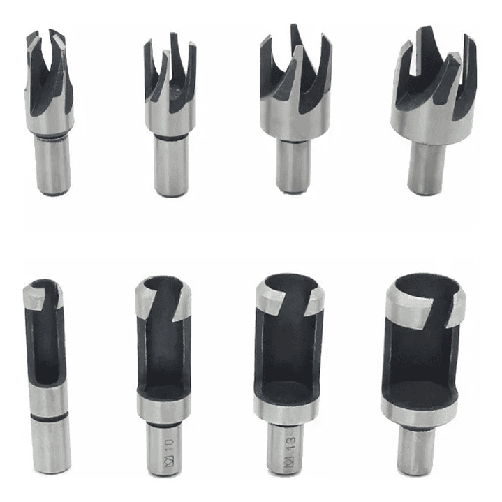 JGO BROCA ESPIGA TARUGO TAPA TORNILLO Y CONICAS CORCHO POR 8PCS 6-22mm 1