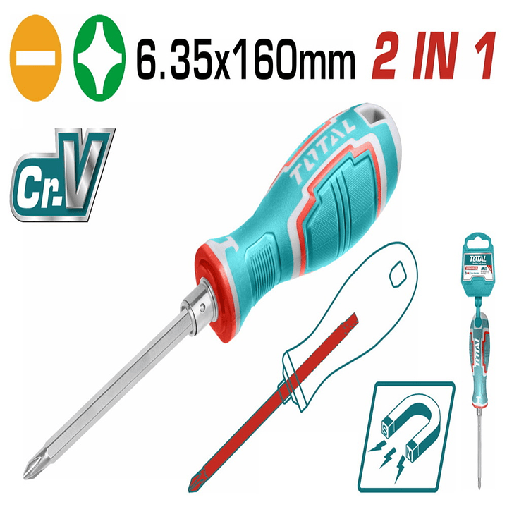 DESTONILLADOR INTERCAMBIABLE 6.35X160MM,PH2+SL6 TOTAL 1