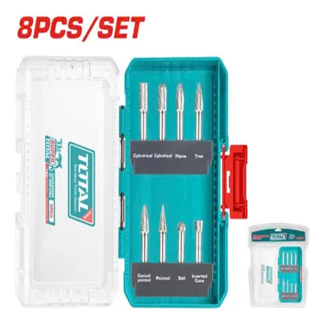 JGO DE FRESAS ROTATIVAS DE CARBURO TUNGSTENO POR 8PCS TOTAL 1