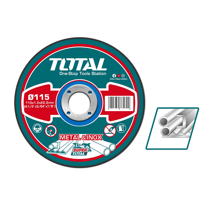 DISCO CORTE P/ METAL ABRASIVO 115MM X 1.2MM TOTAL 1