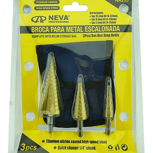 JGO DE BROCAS ESCALONADAS POR 3PCS NEVA
