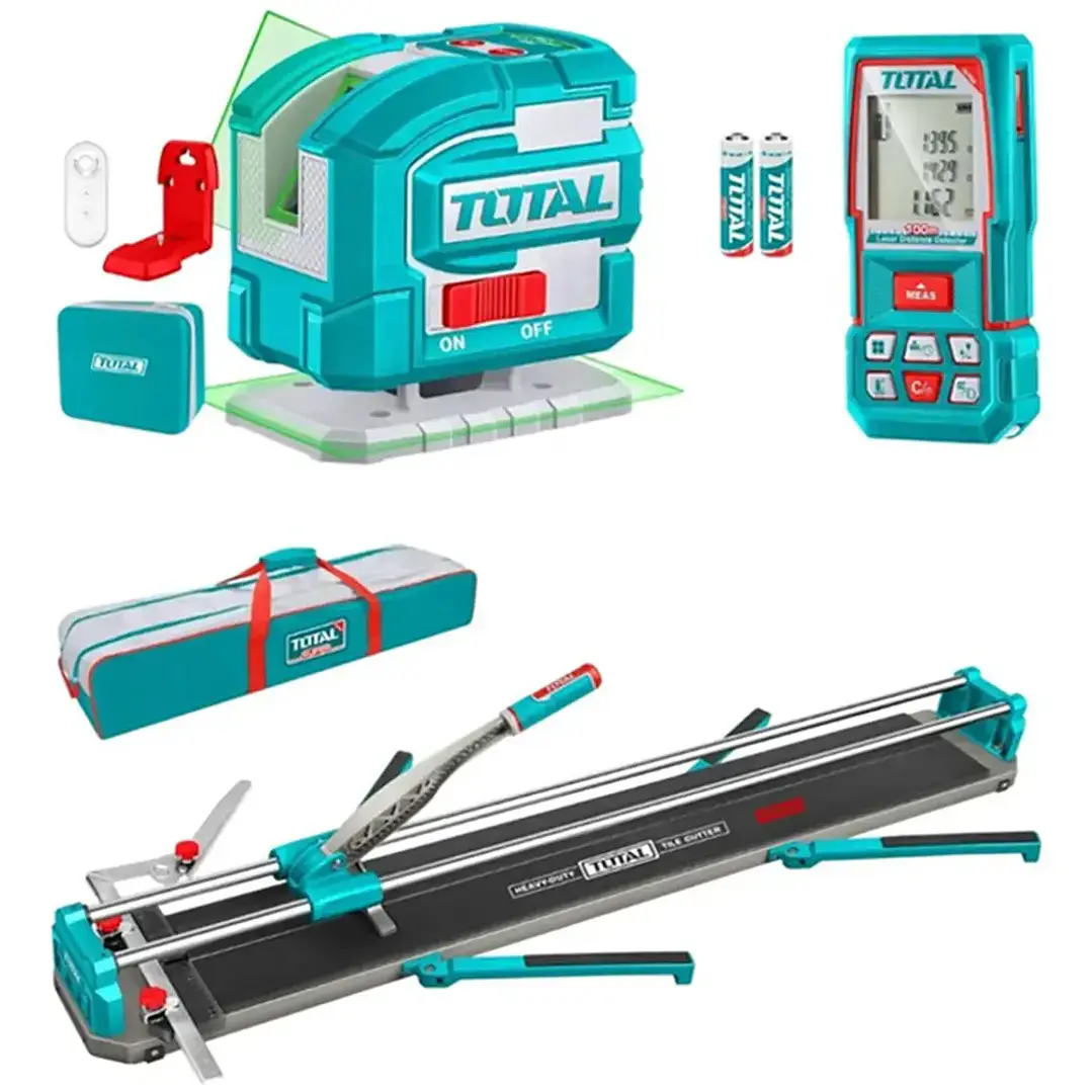 Kit corta ceramica + nivel laser+ medidor laser Total 1