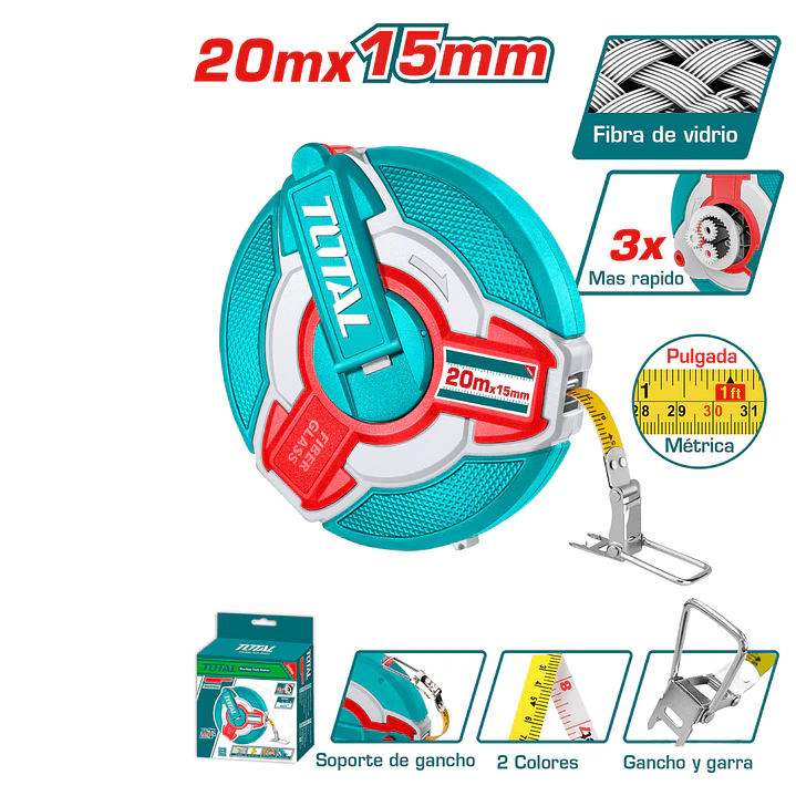 HUINCHA DE MEDIR 20MTS METALICO TOTAL 1