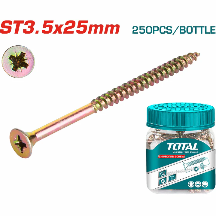 TORNILLO MADERA AGLOMERADA 250PCS 3.5X25MM TOTAL 1