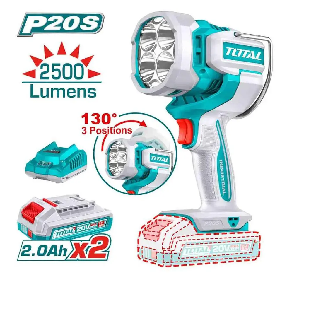 LAMPARA DE TRABAJO INALAMBRICO 20V 2500LUM CON BAT Y CARG TOTAL 1