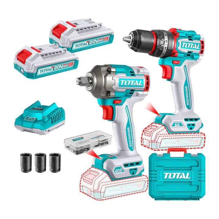 Kit taladro percutor 66Nm + Llave impacto 405 NM 1