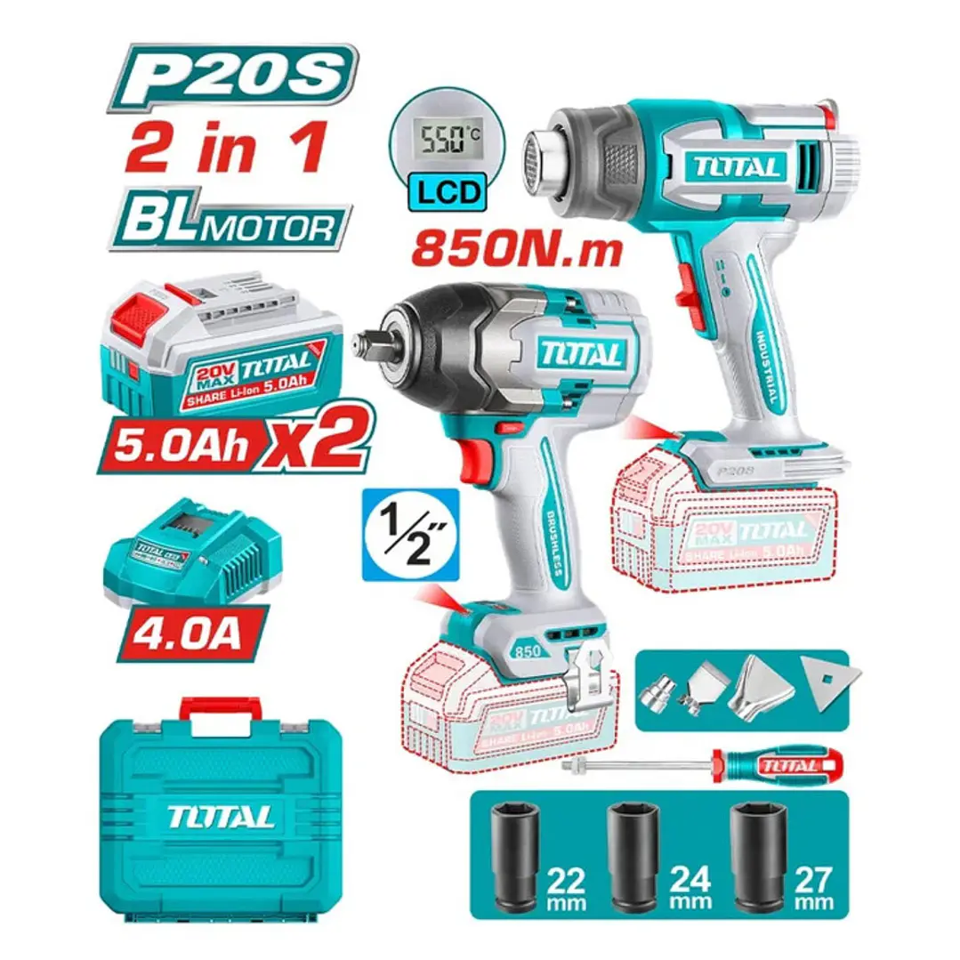 Kit de llave de impacto 850NM + Pistola de Calor 1