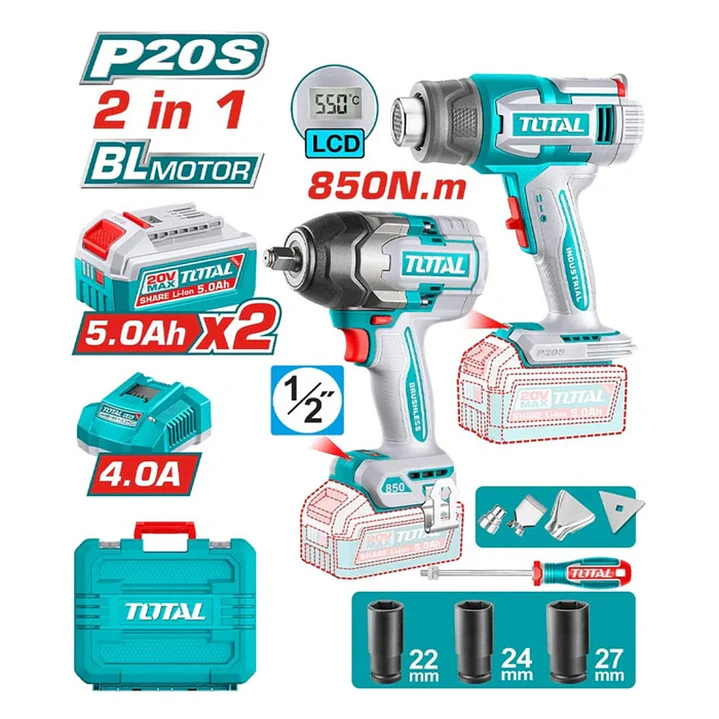 Kit de llave de impacto 850NM + Pistola de Calor 1