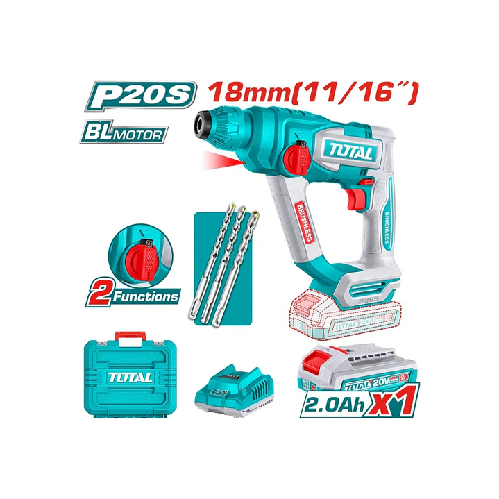 ROTOMARTILLO INALAMBRICO 20V 1.8J SDS PLUS TOTAL 1