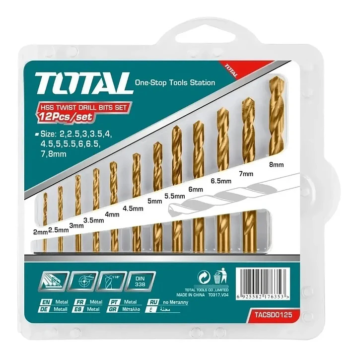 JGO BROCAS X12PCS P/ METAL HSS TOTAL 1