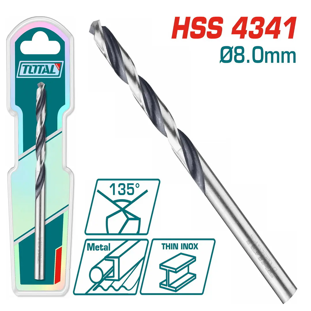 BROCA PARA METAL 4341 HSS 8MM TOTAL 1