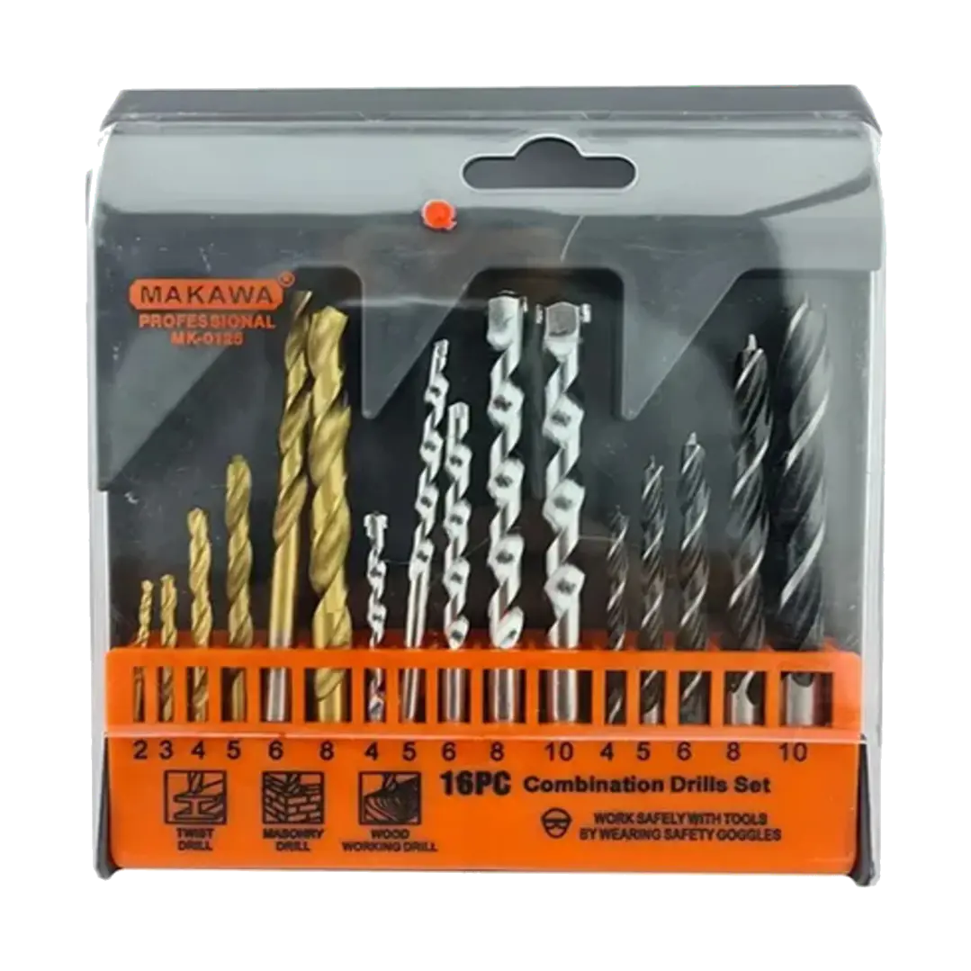 Juego De Brocas Para Madera Cemento Metal 16 Piezas Makawa 1