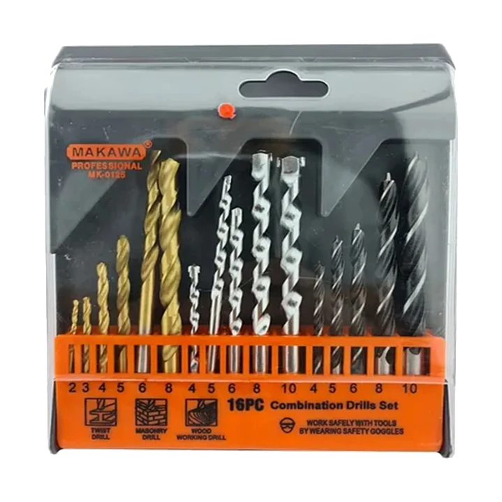 Juego De Brocas Para Madera Cemento Metal 16 Piezas Makawa 1