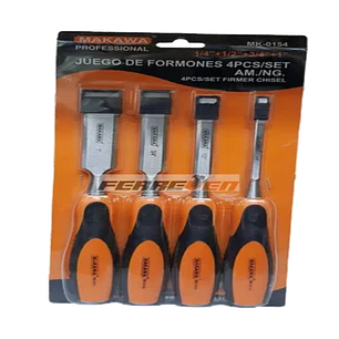 Set Kit Jgo De Formones Cinceles P/ Madera 4 Piezas Makawa