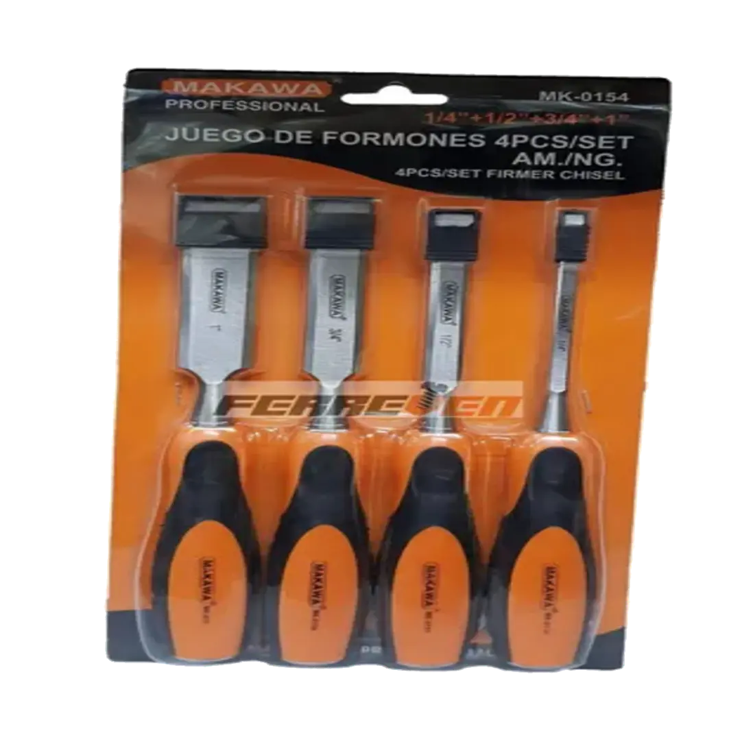 Set Kit Jgo De Formones Cinceles P/ Madera 4 Piezas Makawa 1