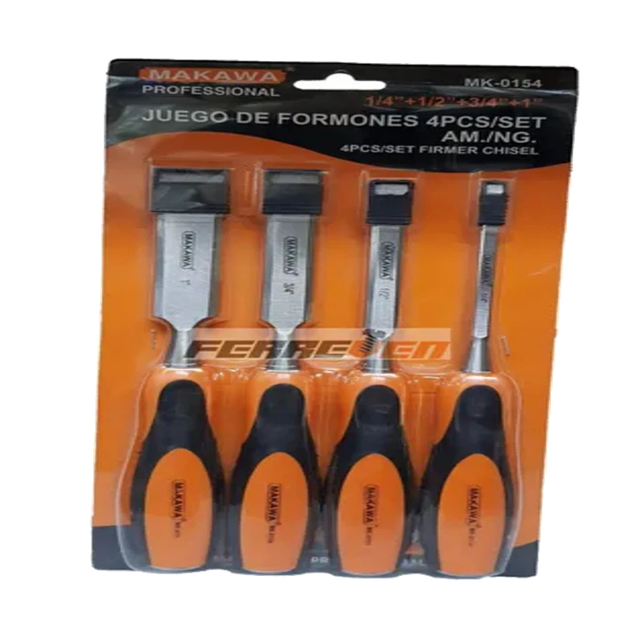 Set Kit Jgo De Formones Cinceles P/ Madera 4 Piezas Makawa 1