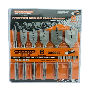 Kit Juego Set De Mecha De Madera Para Taladro 6 Pieza Makawa