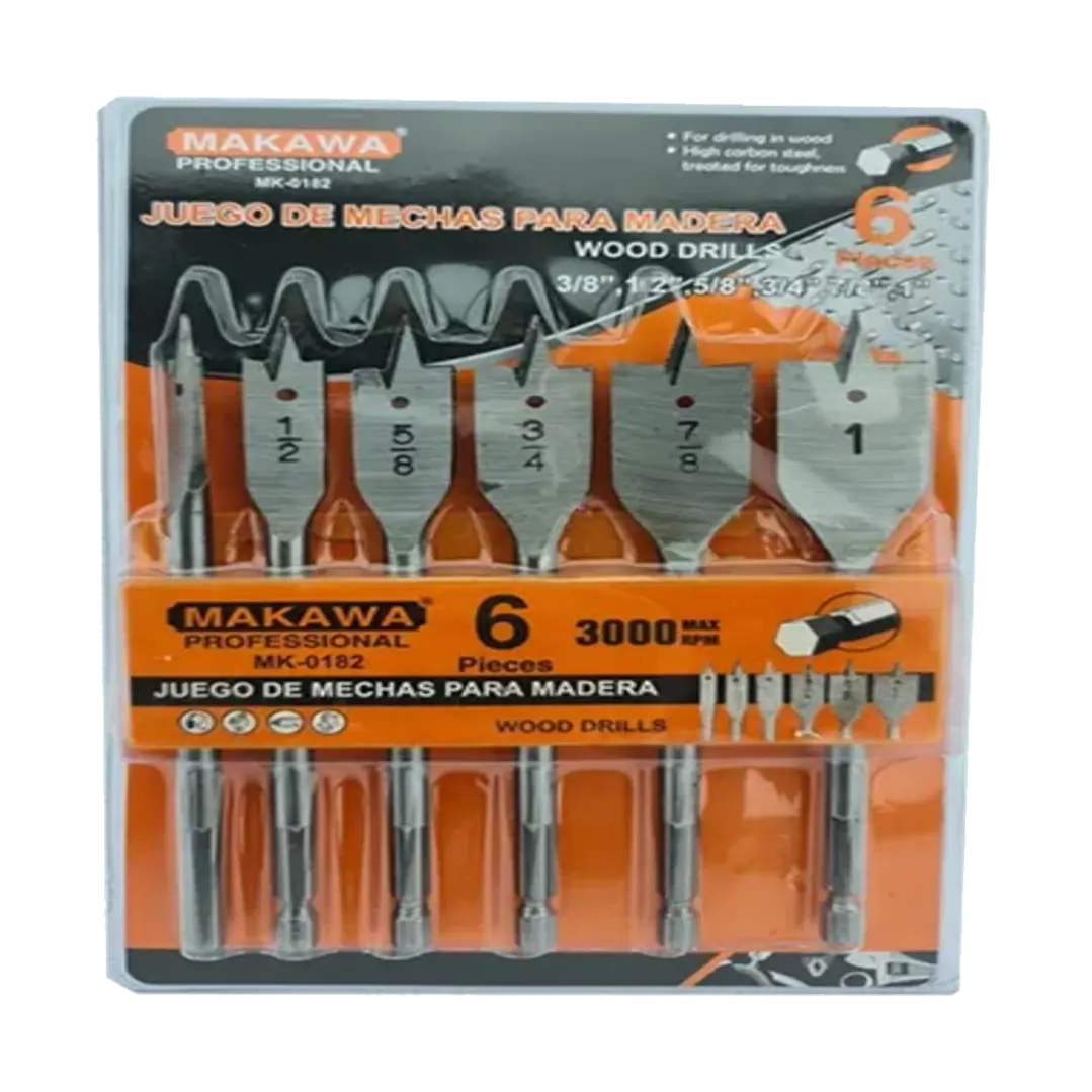 Kit Juego Set De Mecha De Madera Para Taladro 6 Pieza Makawa 1